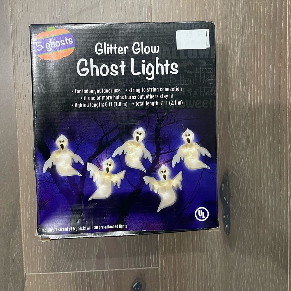 Glitter glow ghost light string lights. NWT 6ft